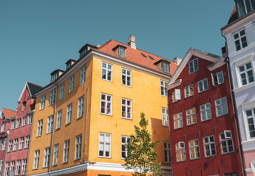 Colourful apartment buildings
